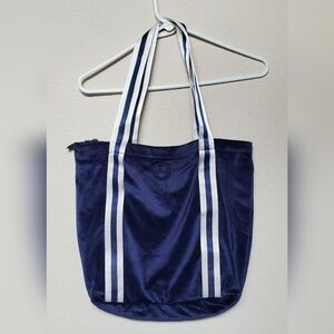 PINK Victoria's Secret Navy and White Soft Corduroy Zipper Tote